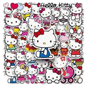 Hello Kitty Pink and Red Shaped Paper Stickers, 50 ct